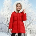 thumbnail image 2 of newwalpole Girls Winter Coats Hooded Sherpa Lined Lightweight Jacket Thick Warm Puffy Waterproof Windproof Cotton Shiny Jackets Red for Size 11-12 Years, 2 of 6