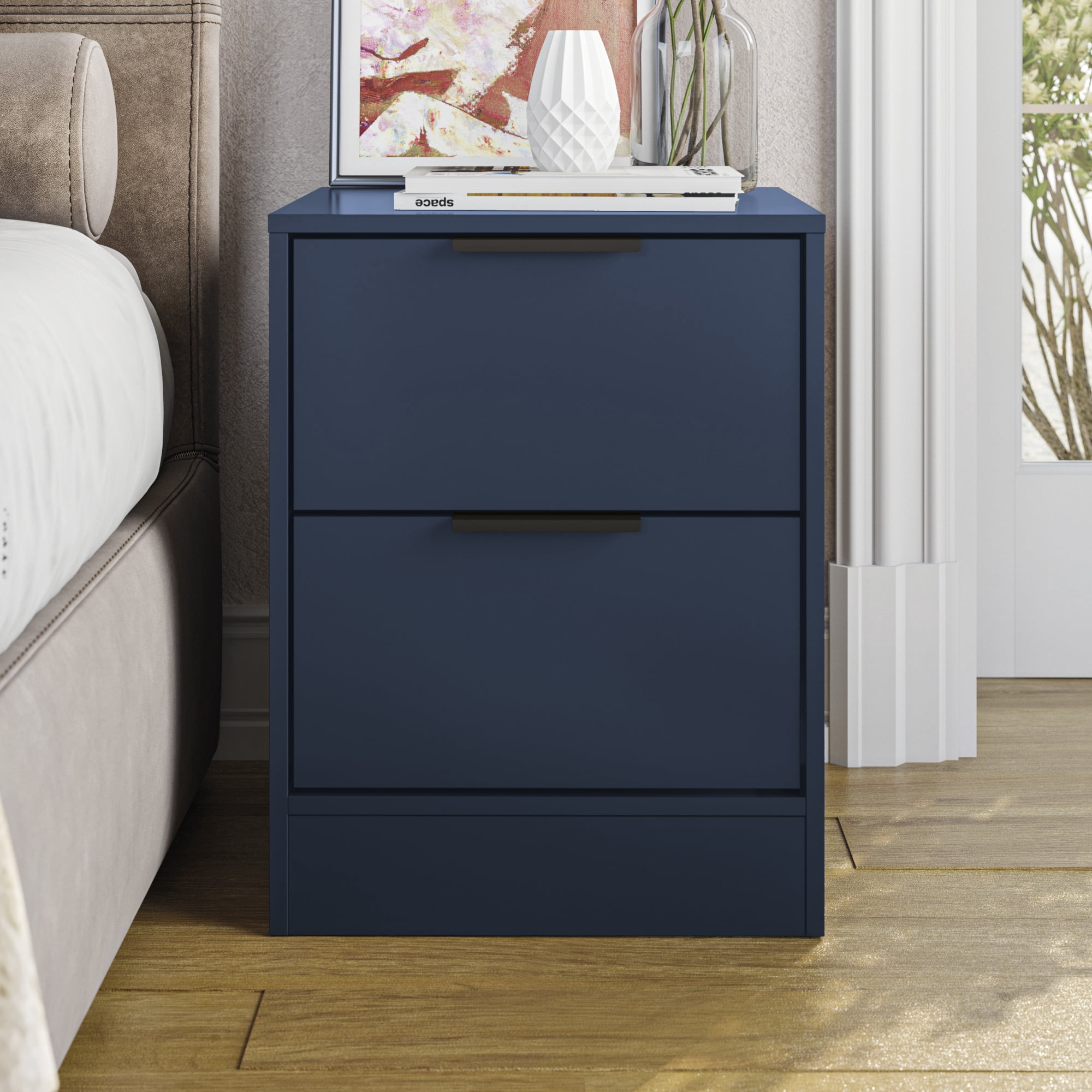 Kappesberg New Fresno 2-Piece Bedroom Set, One 6-Drawer Dresser & One 2-Drawer Nightstand, Blue - for Adults and Teens
