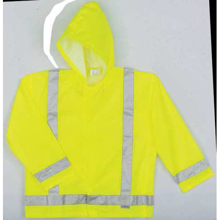MCR 500RJH2XL Rain Jacket w/Hood, Hi-Vis Yellow/Green,