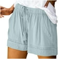 thumbnail image 3 of WAYUTE Women Shorts High Waist Tie Waist Drawstring Shorts with Large Pockets Casual Summer Fashion Shorts, 3 of 5