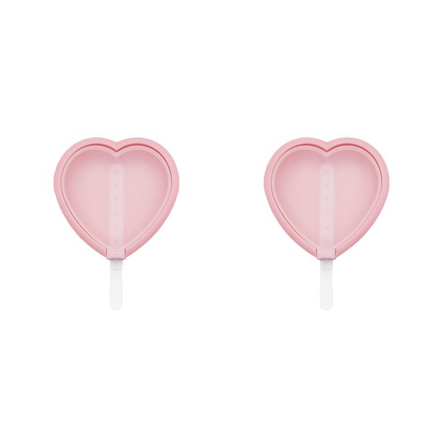 Kearding Molde para helados Silicona Corazón 40ml Fabricante con tapa Molde para hacer rosa Rosado 2Conjunto