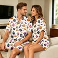 thumbnail image 5 of Button Down Short Sleeve Pajama Top With Chest Pocket For Men Halloween Pumpkin Bat Print Elastic Waist Shorts Set, 5 of 7