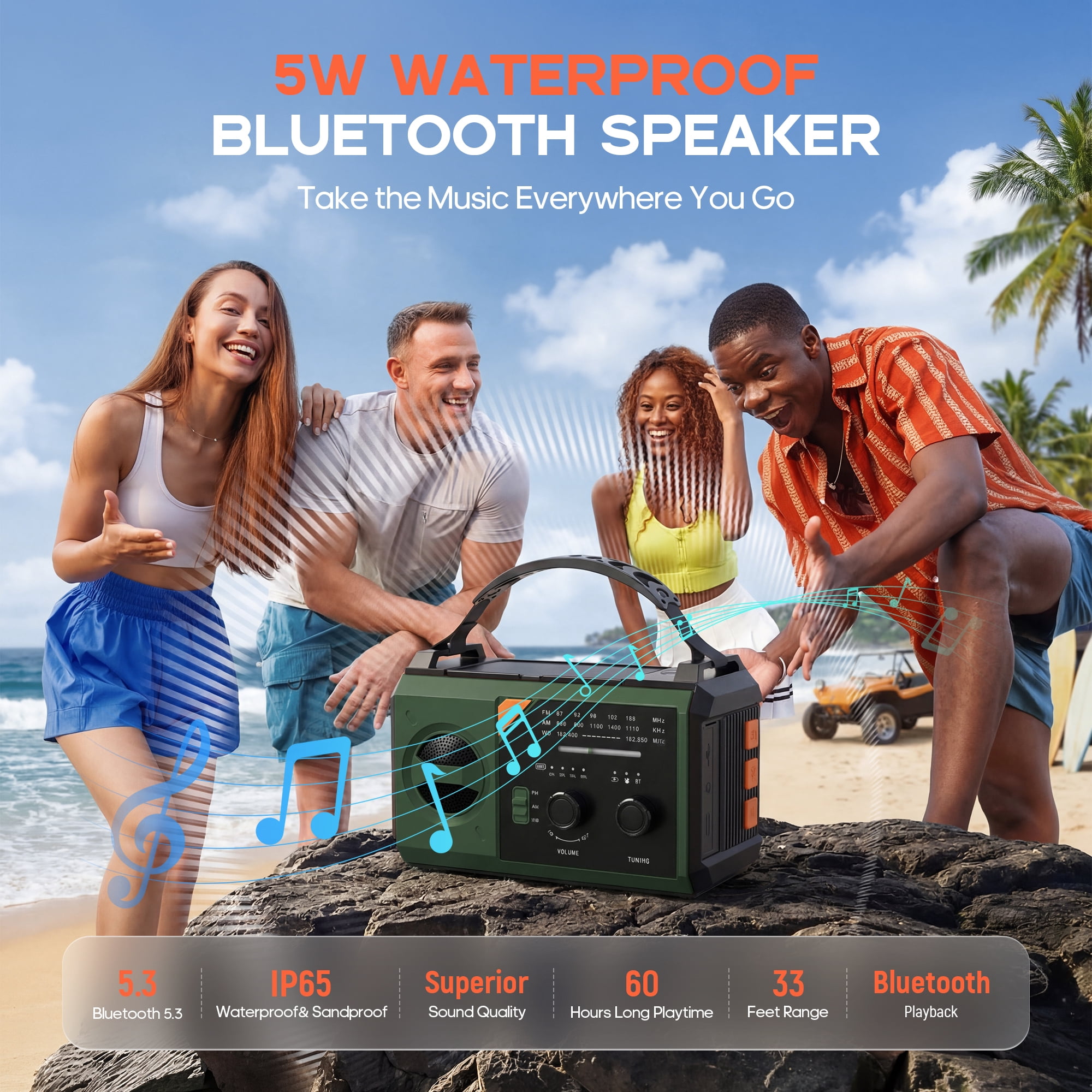 Biotree 30000mAh Weather Radio with NOAA 7-Band Alerts, Upgraded Emergency Radio with USB/Solar/Hand Crank Charging, Flashlight, SOS Alarm, Compass for Camping Hurricane Preparedness,Green