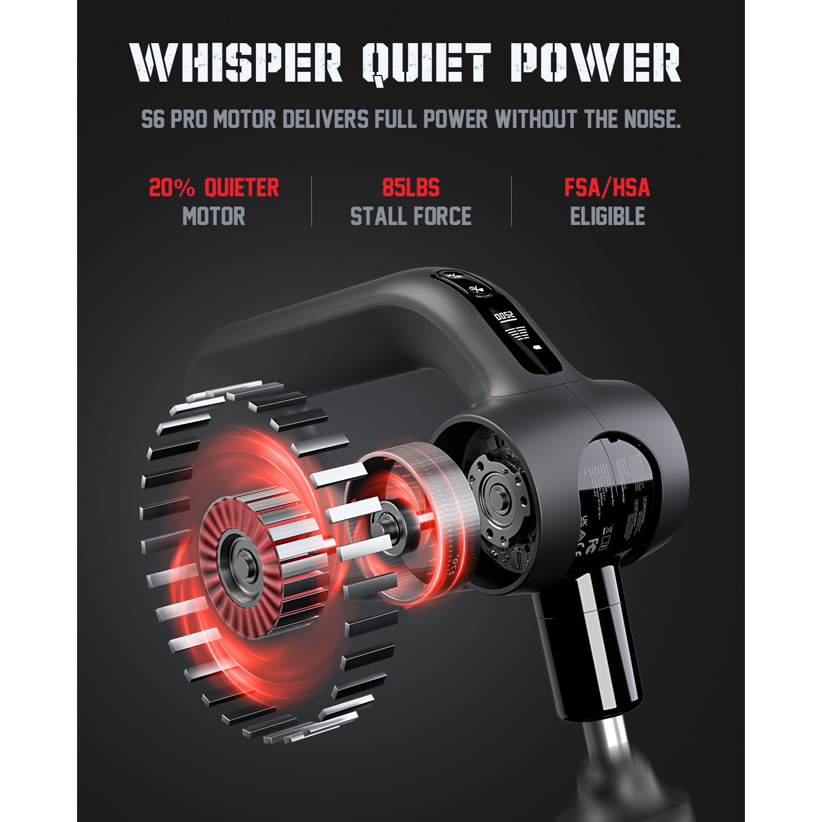 Multi-grip S6 Pro Massage Gun Deep Tissue Percussion with 16mm Amplitude Pain Relief, Faster Charging Professional Muscle Massager Gun for Athletes,Handheld Massagers for Muscles,  OLED 7 Attachments