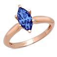 thumbnail image 7 of Solitaire Engagement Ring for Women - 1.5ct Simulated Tanzanite in 14K Rose Gold Promise Ring, 7 of 7