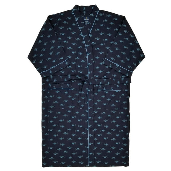 Mens Navy Blue Marlin Sailfish Woven Robe Housecoat Bath Robe OSFM Big
