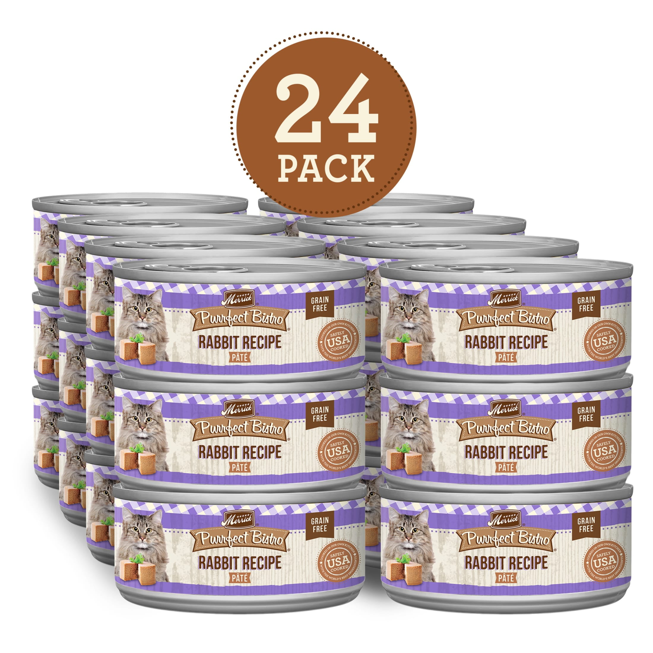 Merrick Purrfect Bistro, Rabbit, Wet Cat Food Pate, 5.5 oz Cans, 24 Pack