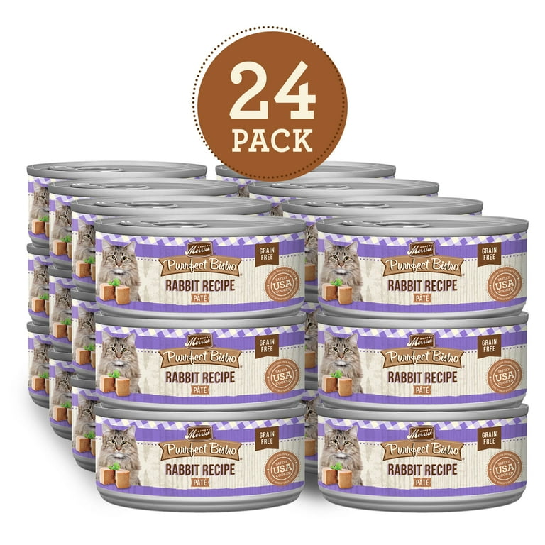 Free Shipping Merrick Purrfect Bistro Rabbit Wet Cat Food Pate 5.5 oz Cans 24 Pack Walmart