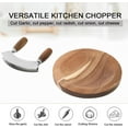 thumbnail image 4 of Salad Chopper With Round Wood Cutting Board - Mezzaluna Knife with Protective Cover and Anti-Slip Handle Stainless Steel Chopper Vegetable Cutter Onion Chopper Mincing Knife Pizza Cutter, 4 of 6