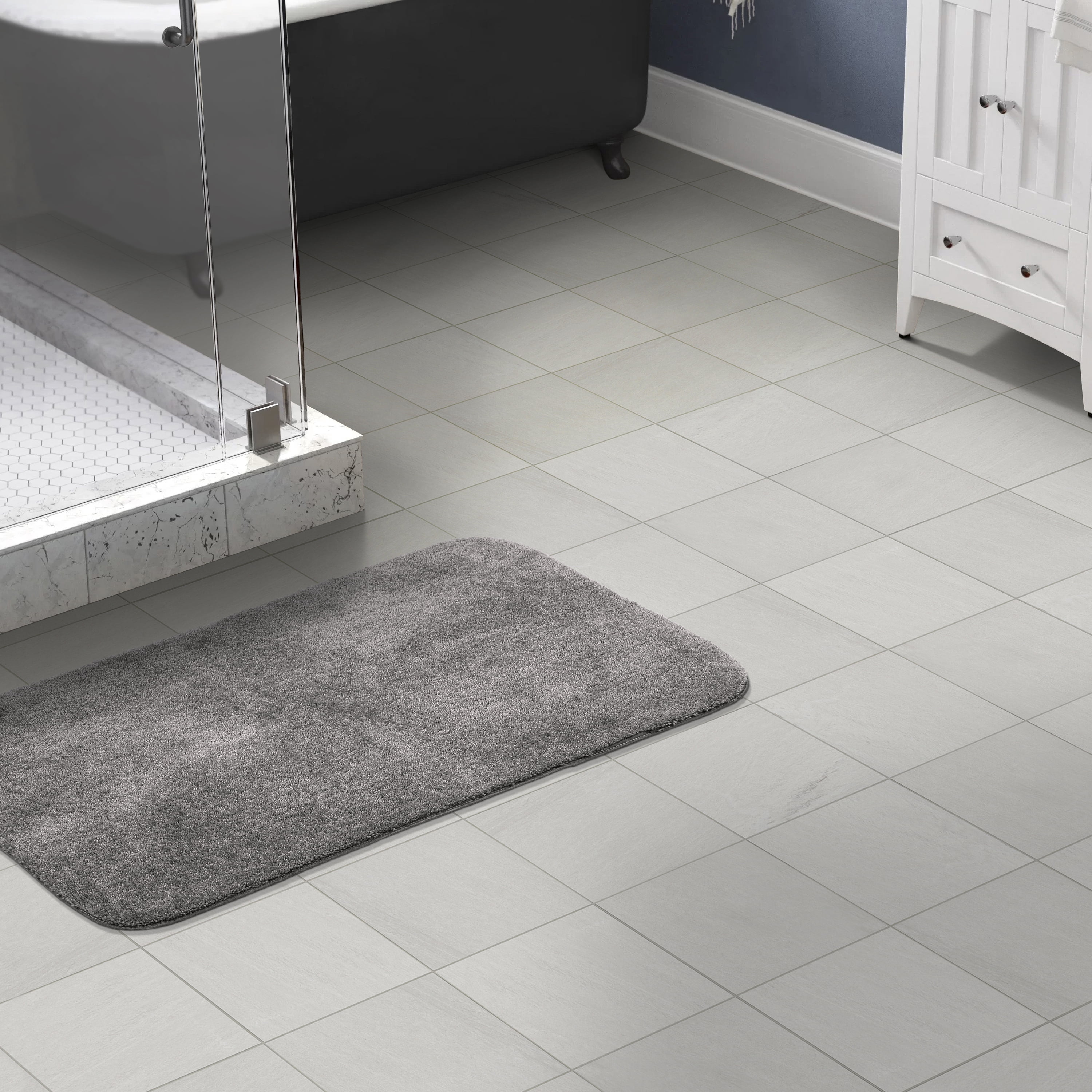 Garland Rug Traditional Washable Nylon Medium Gray Bath Rug, 30" x 50"