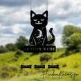thumbnail image 3 of Handmadetneonsign Custom Metal Halloween Black Moon Cat Wind Chime, Personalized Metal Cat Garden, 3 of 5