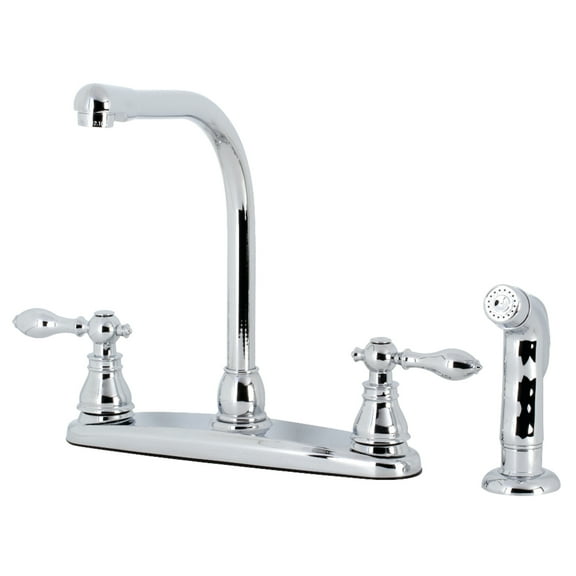 Kingston KB711ACLSP American Classic Two-Handle 4-Hole 8" Centerset Kitchen Faucet with Side Sprayer in Polished Chrome
