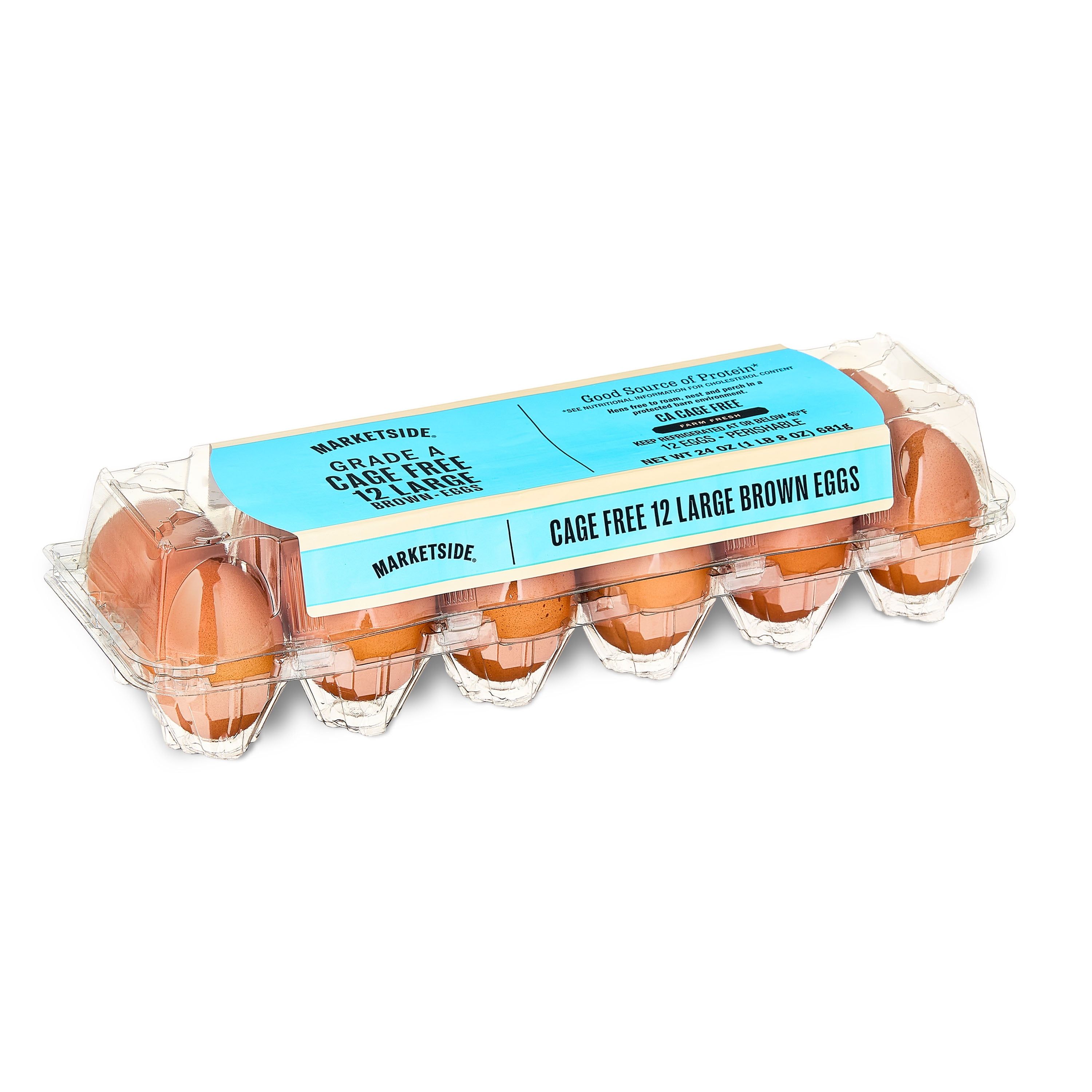 Marketside Large Brown Eggs, 18 Count, from hens raised with