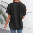thumbnail image 3 of Stichou Short Sleeve Shirts for Women Crewneck Color Block Knit Tops Spring Fall Trendy Cap Sleeve Vest Tee Black 2XL, 3 of 3