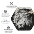 thumbnail image 3 of Lsque Ink Style Bald Eagle Pattern 4" Drink Coasters Set of 4, PVC Leather Absorbent Coasters, Table Coaster Set Decorative Coffee Cup Coasters Housewarming Gift -Hexagon, 3 of 6