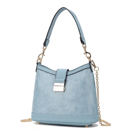 MKF Collection Pilar Vegan Leather Women's Shoulder Bag, Functional Hobo Purse Handbag by Mia K - Denim