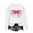thumbnail image 4 of Valentine Crewneck Sweatshirts Womens Long Sleeve Cute Valentines Day Sweater Pullover Heart Bow Holiday Outfits, L White, 4 of 5
