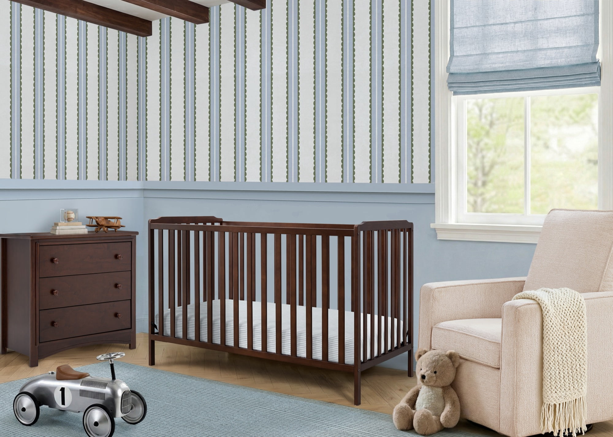 Delta Children Emmie 4-in-1 Convertible Crib - Converts from Baby Crib to Toddler Bed, Daybed and Sofa Bed, Fits Standard Full-Size Crib Mattress, Espresso