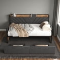 thumbnail image 2 of Tcbosik Daybed with Charging Station and LED Lights, Twin Size Sofa Bed with 2 Drawers, Metal Bed Frame with Upholstered Headboard, Space Saving & Easy Assembly, Black+Grey, 2 of 8