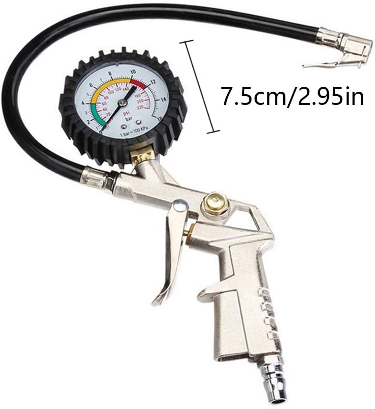 Manomètre Pression Pneus Numérique - 220 PSI Haute Précision - Multifonctionnel Avec Tuyau Flexible - Pour Voiture, Moto, Vélo, Camping-car