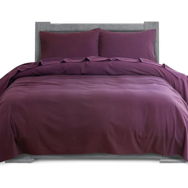 100% Cotton Flannel Sheets Set - Flannel Sheets Full, 4-Piece Flannel Bed Sheets - Lightweight Bedding, Brushed for Extra Softness,Warm, Breathable, 16" Deep Pocket King, Purple