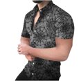 thumbnail image 1 of Tops Para Hombre Casual Cuello en V Manga Corta Festival Estampado Estampado Blusa Camisa Estampada Odeerbi ODB181576, 1 of 7