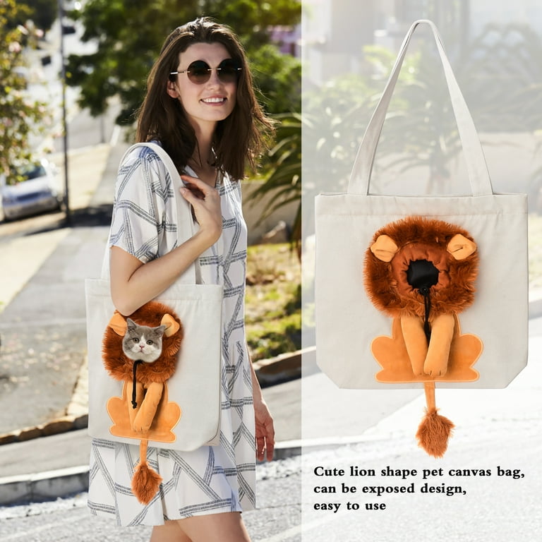  Plcnn Pet Canvas Shoulder Bag, Cute Lion-Shaped Small Dog  Carrier Portable Pet Carrying Chest Bag for Small Dogs and Cats Pet  Supplies : Pet Supplies