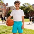 thumbnail image 5 of ZACPNCV Kids Athletic Shorts with Pockets, Quick Dry Breathable Shorts for Basketball, Soccer, Summer Outdoors, 5 of 6