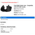 thumbnail image 2 of Front Right Fender Liner - Compatible with 2019 GMC Acadia, 2 of 2