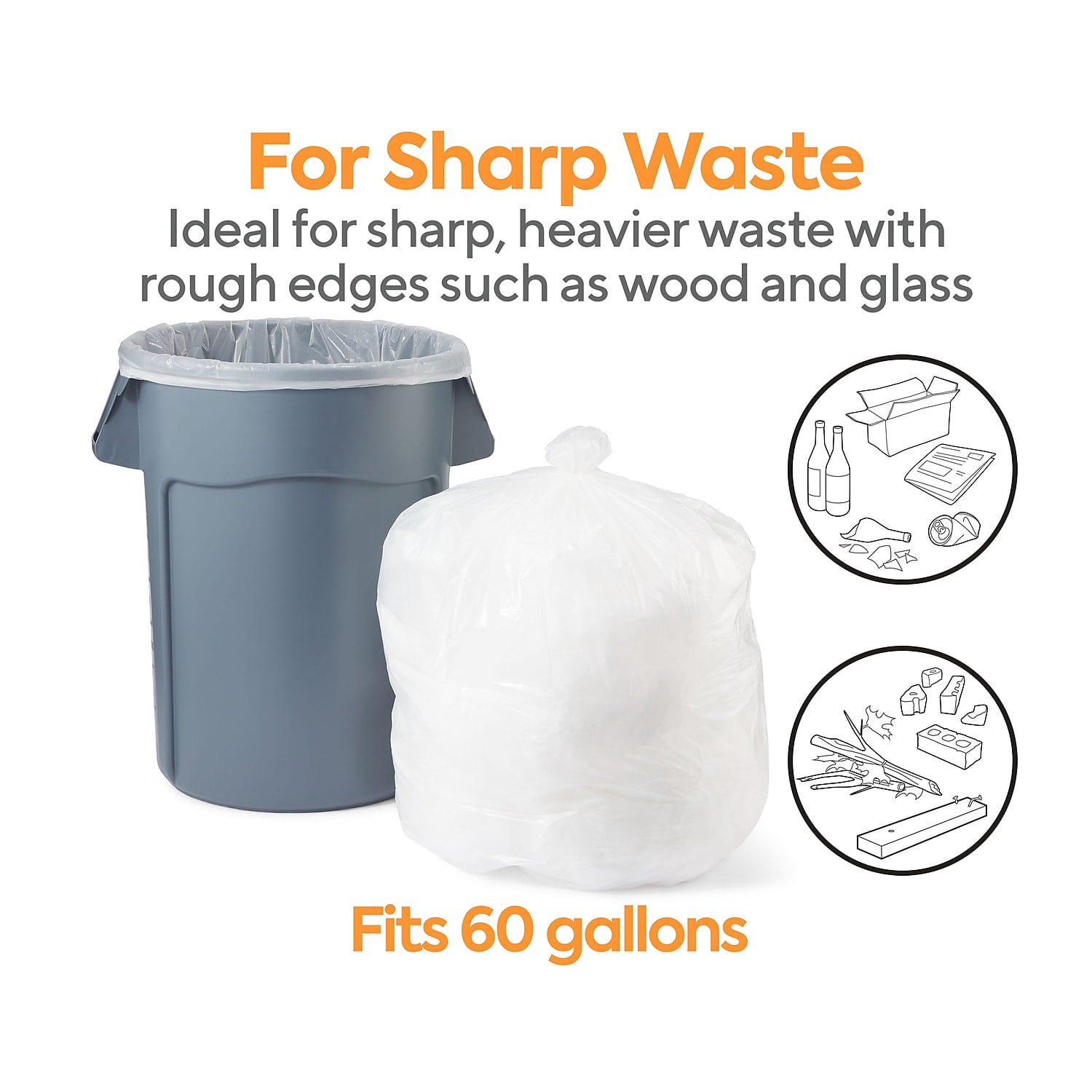 Staples Coastwide Professional 55-60 Gallon Trash Bag 38" x 58" Low Density 1 mil Clear 100 Bags/Box