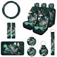 thumbnail image 1 of Ensemble de 15 Pcs Champignon Feuille Verte Housse de Siège de Voiture Imprimée Combinaison de Protection d'Épaule, 1 of 1