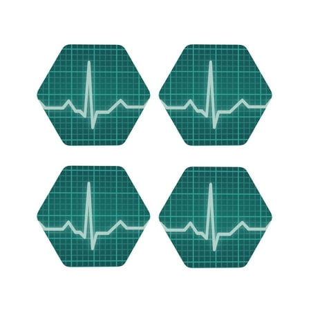 

Tideii ECG Wave for Leather Coasters 4 Pieces Anti-fouling and Anti-scalding Decorative Coasters Suitable for Restaurants Kitchens Coffee Shops-Hexagon