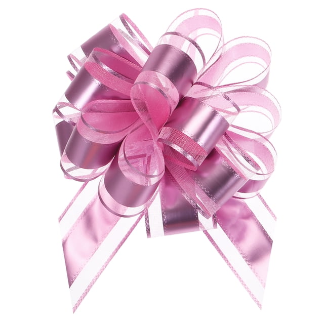 12pcs 9" Extra Large Pull Bow Metallic Gift Wrapping Bows Ribbon Organza Pink for Wedding Baskets Presents