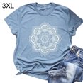 thumbnail image 1 of Camiseta de mujer Blusa de verano con cuello redondo y manga corta floral, azul claro, 3XL Noticed AP002559-30, 1 of 5