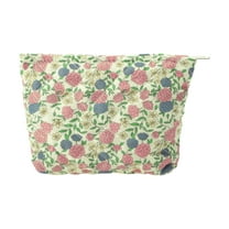 Unique Bargains 1 Pc Quilted Flowers Makeup Bag Pink Polyester