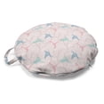thumbnail image 1 of Birds Round Floor Cushion with Handle, Flying Bird Branches Zentangle Motifs in Pastel Colors Illustration, Decorative Pillow for Living Room & Dorms, 18" Round, Pale Rose Pale Seafoam, by Ambesonne, 1 of 4