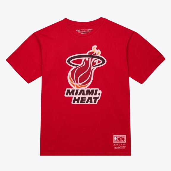 Unisex Mitchell & Ness  Red Miami Heat Hardwood Classics Arch T-Shirt
