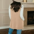 thumbnail image 4 of Ediodpoh Solid Knit Sweater Vest with Collar and Pocket Autumn Winter Sleeveless Pullover Sweater Vest Women for Casual Warm Fashion Khaki L, 4 of 6