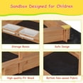 thumbnail image 4 of Luku Kids' Outdoor Wooden Sandbox Large with 2 Plastic Boxes, Sand Box with Adjustable Canopy, Bottom Liner, Spacious Kids Sand Pit for Beach, Patio, Backyard(39x39in), 4 of 8