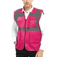 thumbnail image 1 of GOGO 5 Pockets High Visibility Safety Vest with Reflective Strips, Working Uniform Vest-Hot Pink-S, 1 of 7