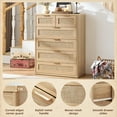 thumbnail image 6 of LEYAOYAO 41" Tall Storage 6-Drawer Rattan Chest of Drawers with Gold Handles for Bedroom, Entryway, Natural Oak, 6 of 9