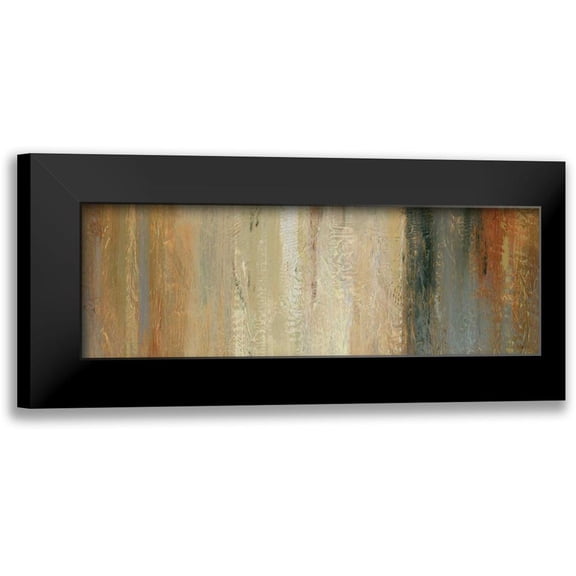 Studio Nova 14x7 Black Modern Framed Museum Art Print Titled - Siena Abstract Panel II