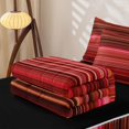 thumbnail image 5 of Castle Fairy Retro Horizontal Stripe Zipper Twin Comforter Sets with Fitted Sheet and 2 Pillowcases,Mid Century Thin Line Zipper Bedding Set,Rust Crimson Blush,Reversible, 5 of 5
