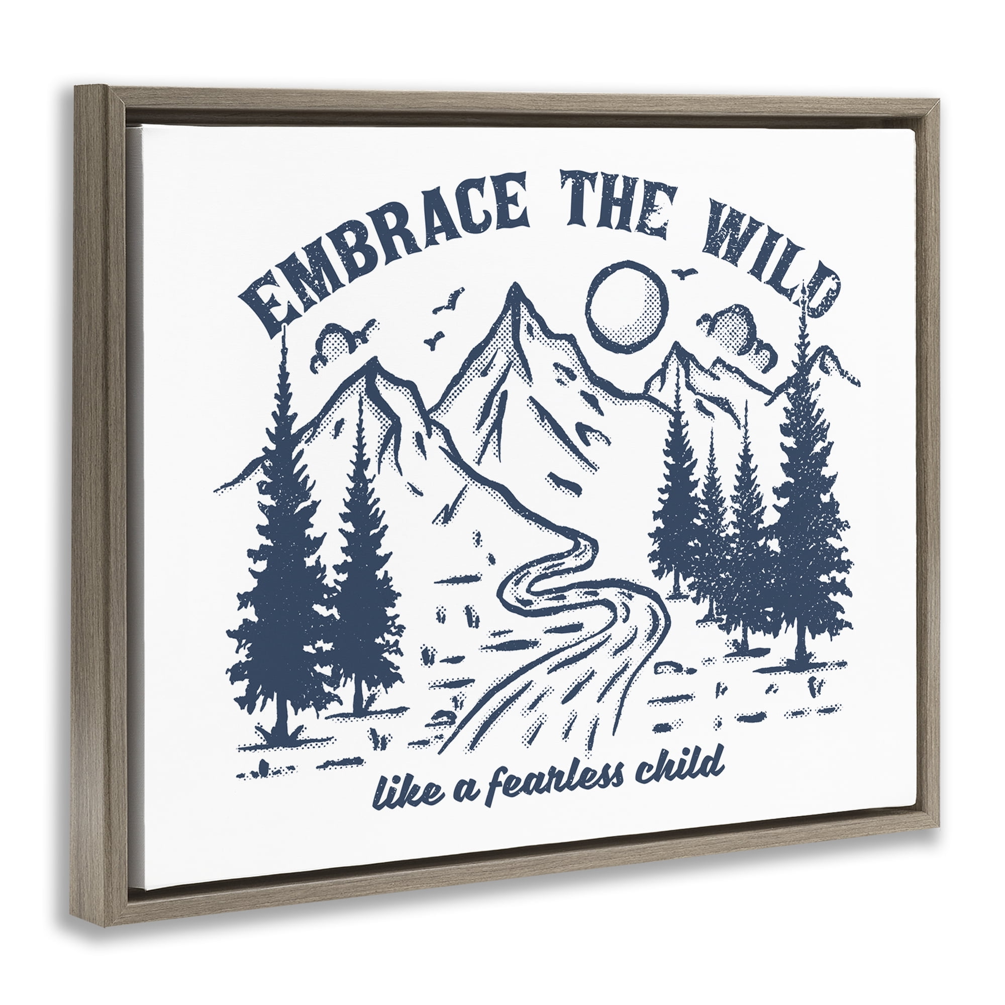 Stupell Industries Embrace the Wild Phrase Landscape & Nature Painting Brown Floater Framed Canvas Art Print Wall Art, 31 x 25