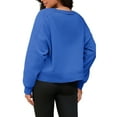 thumbnail image 3 of Sudadera recortada ATHLECHIC para mujeres, cuello redondo, forro polar, suéter oversized, moda, tops de otoño, L azul, 3 of 5