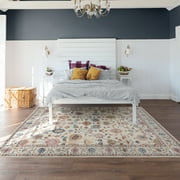 Crystal Print Cullen Traditional Oriental Cream Multi ashable Indoor Area Rug, 8x10