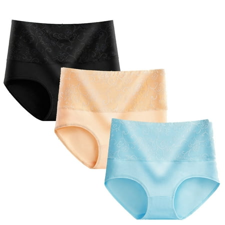 Underwear for Women 3 Pack Strech Panties Ladies Stretch Full Panty Coverage Briefs Tummy Control Shapewear Plus Size Panty Breathable Panties-Multi Pack