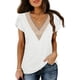 thumbnail image 3 of Blusa de encaje guipur, cuello en V, manga de pétalo, blusa de manga corta, blusa de manga corta, grado profesional, 3 of 5