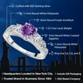 thumbnail image 2 of Gem Stone King 1.53 Cttw Purple Amethyst White Created Sapphire and White Moissanite Engagement Ring for Women | 925 Sterling Silver | Gemstone February Birthstone | Round 6MM and 3MM (Size 9), 2 of 5