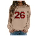 thumbnail image 1 of Chandail pour Femmes Basique Automne avec Imprimé Lettre Col Rond Superposition Confort Sport Femme Khaki P, 1 of 7